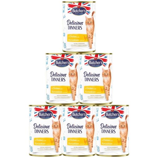 BUTCHER'S Delicious Dinners, karma dla kota, kawałki z kurczakiem w galaretce, 6 x 400g