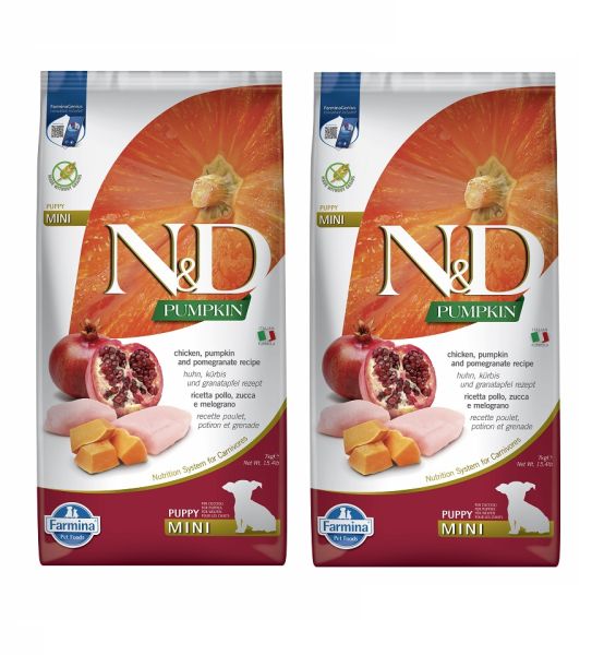 FARMINA N&amp;D Pumpkin Dog Puppy Mini chicken, pumpkin &amp; pomegranate kurczak, dynia i granat dla szczeniąt 2 x 7 kg