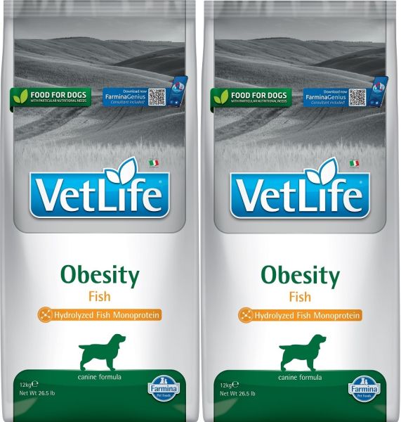 FARMINA Vet Life Obesity Fish karma dietetyczna dla dorosłych psów 2 x 12 kg