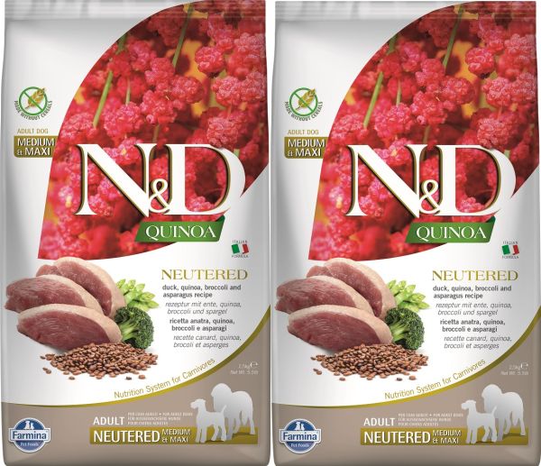 FARMINA N&amp;D Quinoa Dog Neutered Adult Madium &amp; Maxi duck, broccoli dla psów średnich ras 2 x 2,5 kg
