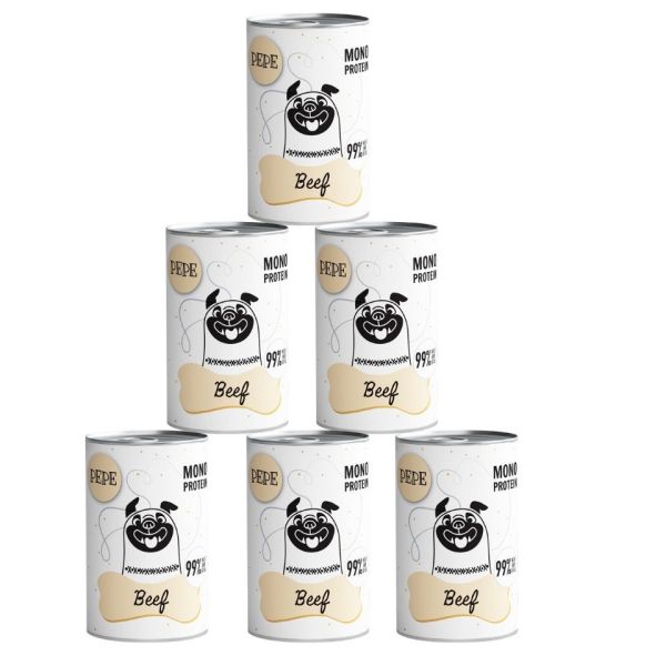 PAKA ZWIERZAKA PEPE Beef 99% (wołowina) 6x400 g