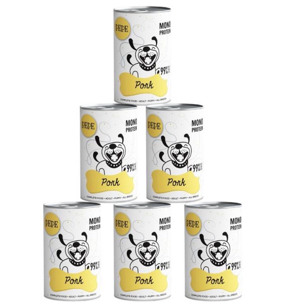 PAKA ZWIERZAKA PEPE Pork 99% (wieprzowina) 6x400 g