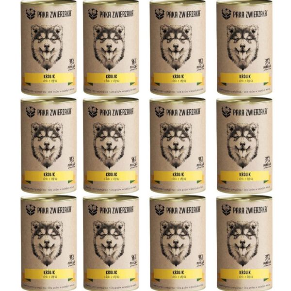 PAKA ZWIERZAKA Karma królik i dzik z dynią dla psa 12x400 g