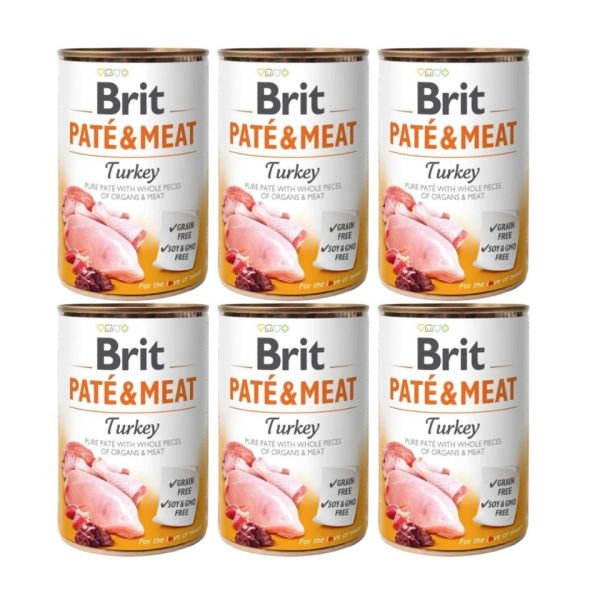 BRIT Pate&amp;Meat turkey 6x400 g pasztet z indykiem dla psa
