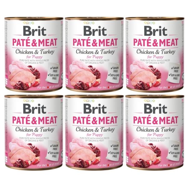 BRIT Pate&amp;Meat puppy 6x800 g pasztet dla szczeniąt
