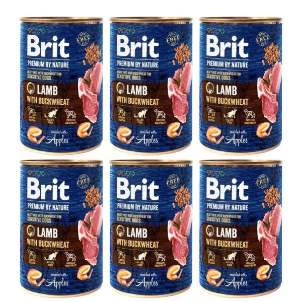 BRIT Premium by Nature Lamb and buckwheatn 6x400 g jagnięcina i gryka naturalna karma dla psa