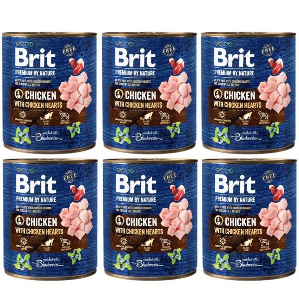BRIT Premium by Nature chicken, hearts 6x800 g kurczak i serca