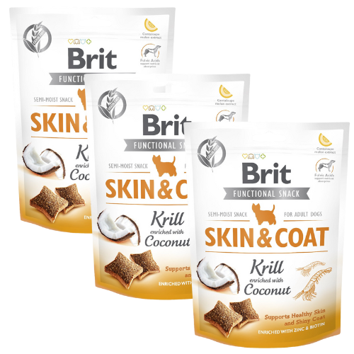 BRIT Care Dog Functional Snack skin&amp;coat Krill 3x150 g przysmaki z krylem na sierść
