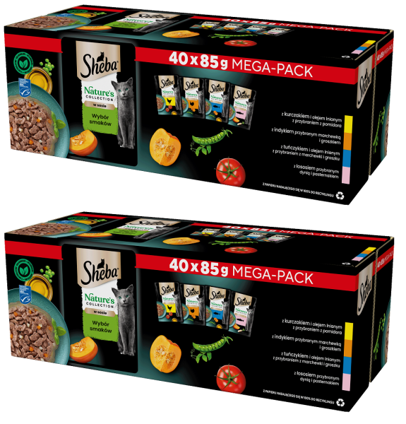 SHEBA Nature’s Collection Wybór Smaków w sosie mokra karma pełnoporcjowa dla dorosłych kotów 80x85 g