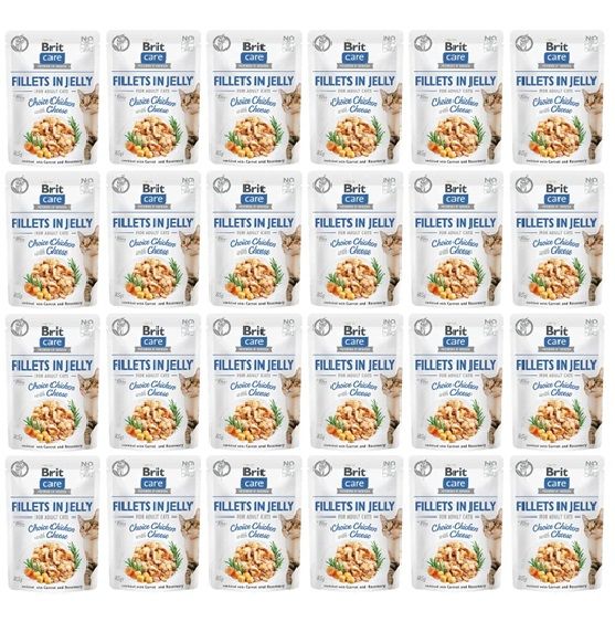 BRIT Care Fillets in Jelly Choice Chicken&amp;Cheese 24 x 85 g Kurczak i ser