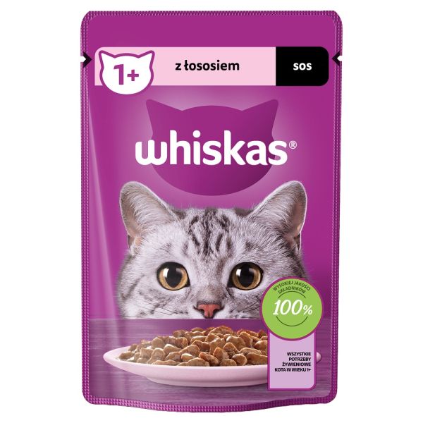 WHISKAS Adult saszetka 85g mokra karma dla dorosłych kotów w sosie z łososiem