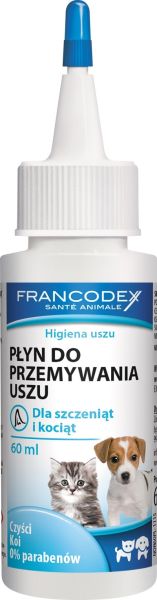 FRANCODEX Płyn do czyszczenia uszu dla kociąt i szczeniaków 60 ml