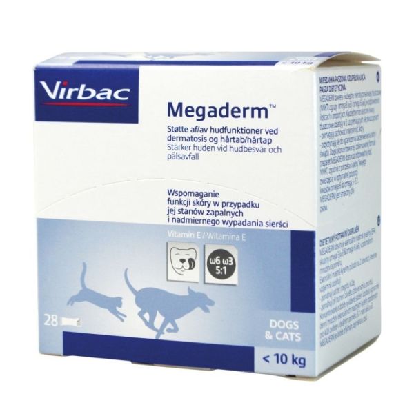 VIRBAC Megaderm 28x4 ml suplement diety dla psów i kotów do 10 kg na problemy skórne