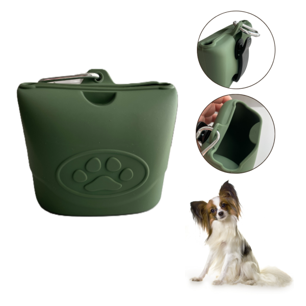 Silikonowa torebka na smakołyki - ciemnozielona