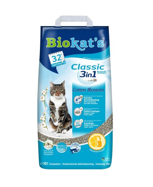 BIOKAT'S Classic 3w1 Fresh cotton blossom 10 l żwirek bentonitowy zapach bawełny