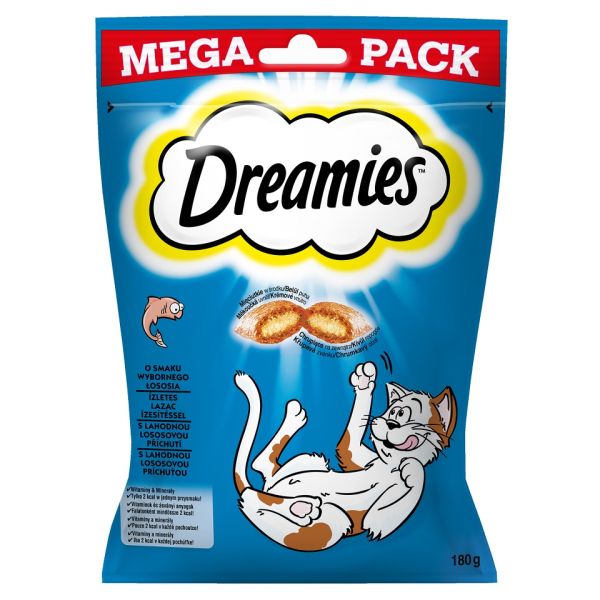 DREAMIES Mega Pack 180 g przysmak o smaku wybornego łososia dla kota
