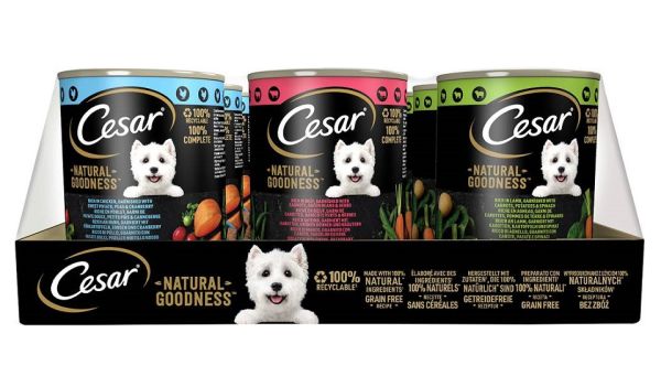 CESAR Natural Goodness puszka 12x400g bogata w kurczaka, bogata w wołowinę, bogata w jagnięcinę dla dorosłych psów