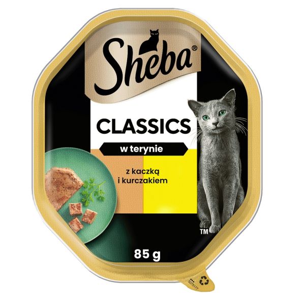 SHEBA Classics tacka 85 g mokra karma pełnoporcjowa dla dorosłych kotów z kaczką i kurczakiem w terynie