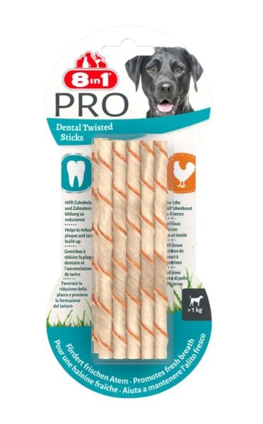 8IN1 Przysmak dla psa Delights Pro Dental Twisted Sticks 10 szt