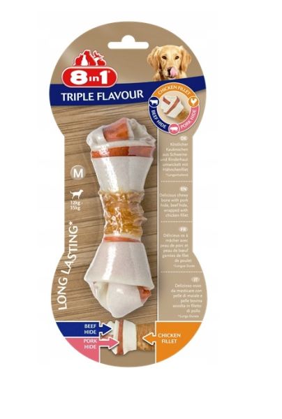 8IN1 Kość dla psa Triple Flavour M
