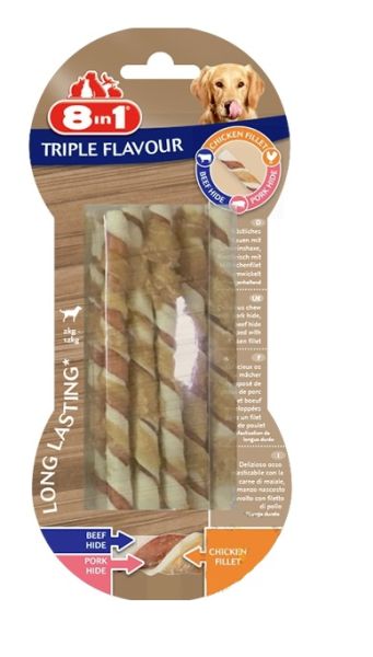 8IN1 Przysmak dla psa Triple Flavour twsticks 10 szt.