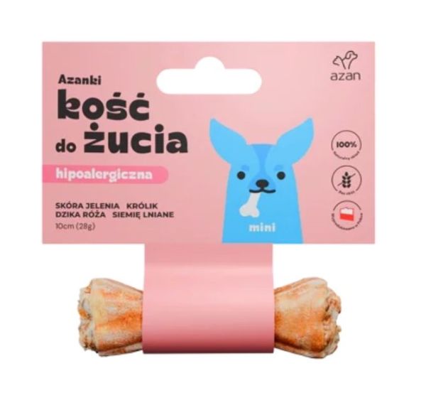 AZANKI Kość ze skóry jelenia dla psa Mini 10cm