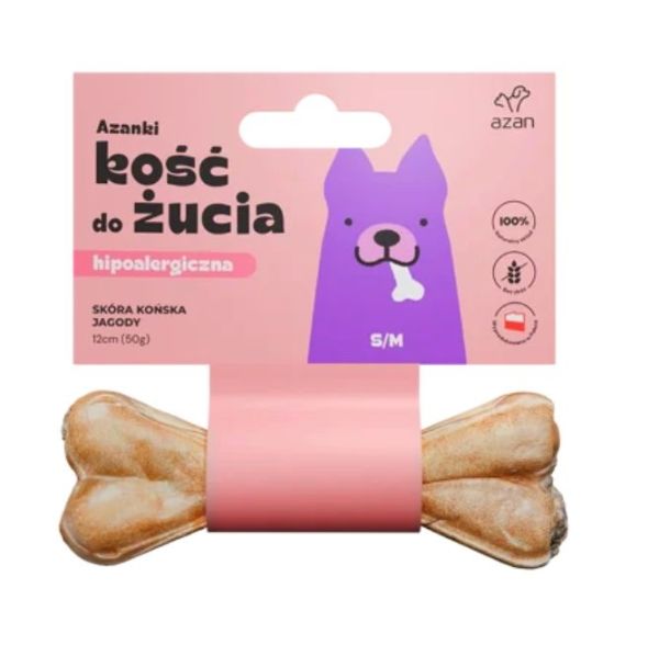 AZANKI Kość ze skóry końskiej dla psa S/M 12cm