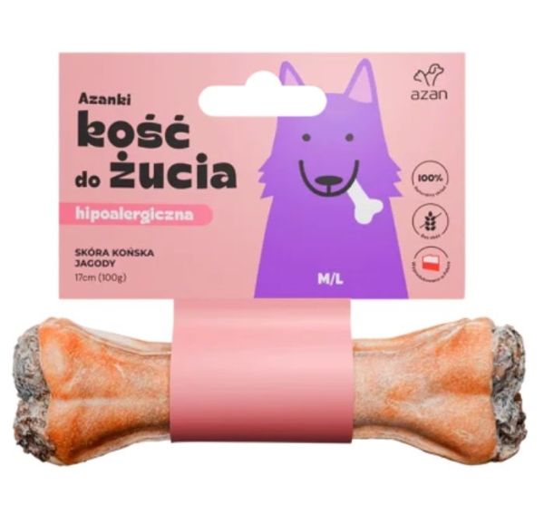 AZANKI Kość ze skóry końskiej dla psa M/L 17cm