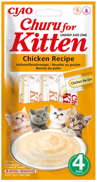 INABA Churu Kitten Chicken 4x14 g przysmak z kurczakiem dla kociąt