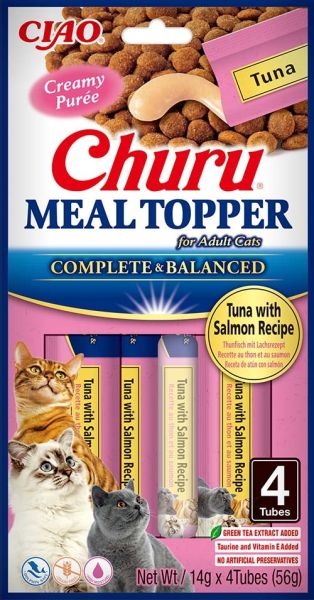 INABA Meal Topper Tuna Salmon 4x14 g kremowy dodatek z tuńczykiem i łososiem do karmy dla kotów