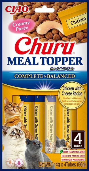 INABA Meal Topper Chicken Cheese 4x14 g kremowy dodatek z kurczakiem i serem do karmy dla kotów