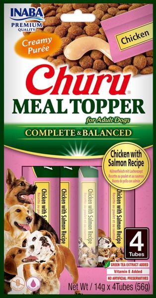 INABA Dog Meal Topper Chicken Salmon 4x14 g kremowy dodatek z kurczakiem i łososiem do karmy dla psów