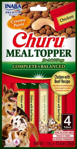 INABA Dog Meal Topper Chicken Beef 4x14 g kremowy dodatek z kurczakiem i wołowiną do karmy dla psów