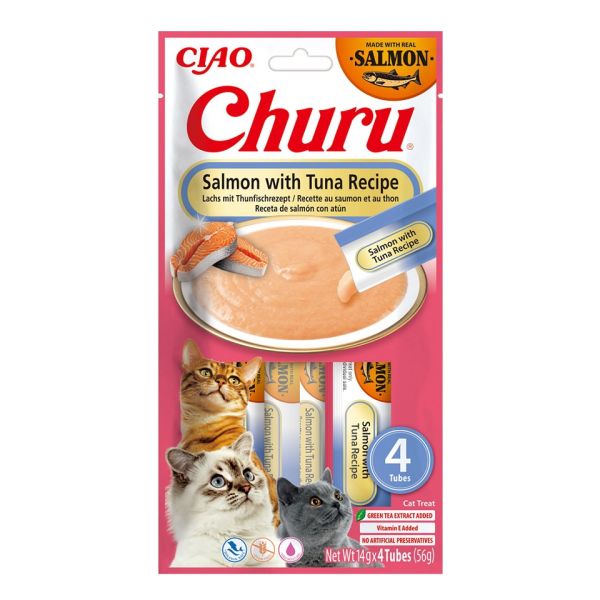 INABA Churu Cat Salmon with Tuna 4x14g kremowy przysmak dla kota o smaku łososia i tuńczyka