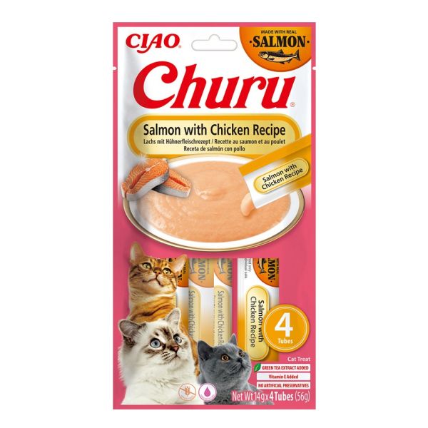 INABA Churu Cat Salmon with Chicken 4x14g kremowy przysmak dla kota o smaku łososia i kurczaka
