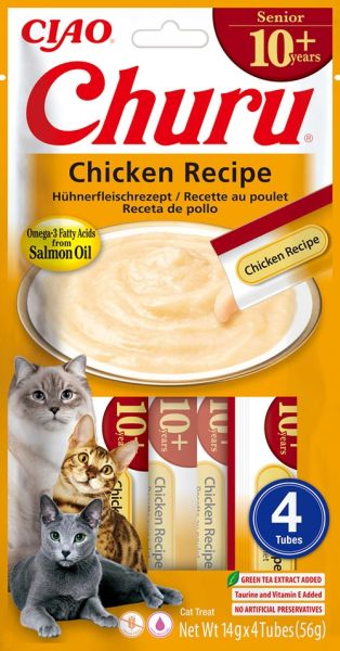 INABA Churu Cat Senior Chicken 4x14g kremowy przysmak dla starszych kotów o smaku kurczaka