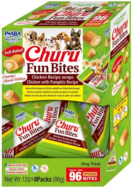 INABA Dog Churu Fun Bites Chicken with Pumpkin 8x12g wrapy z kurczakiem i dynią dla psa