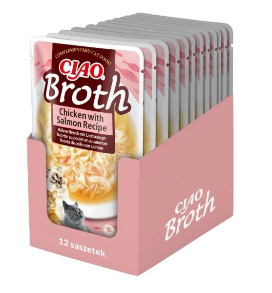 INABA CIAO Broth Bulion z kurczakiem i łososiem dla kotów 12x40g