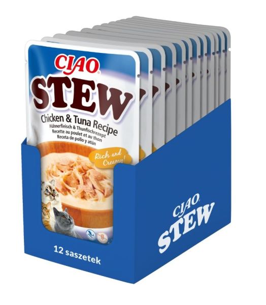 INABA CIAO Stew Potrawka z kurczaka i tuńczyka dla kotów 12x40 g