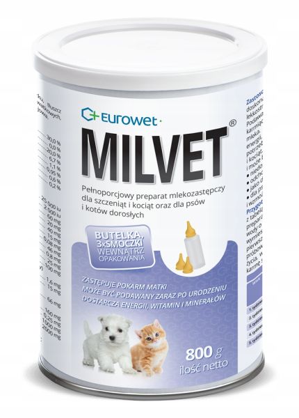 MLEKO MILVET  800G DLA SZCZENIAT I KOCIĄT