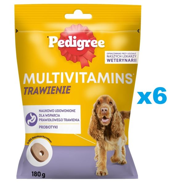 PEDIGREE Multivitamins Trawienie karma uzupełniająca na trawienie dla dorosłych psów smak kurczaka 6x180 g