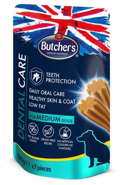 BUTCHER'S Dental Care for Medium Dogs 180g przysmaki denstystyczne dla psów ras średnich