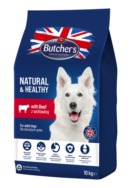 BUTCHER'S Natural&amp;Healthy sucha karma dla psa z wołowiną 10 kg