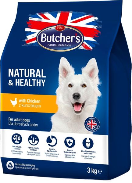 BUTCHER'S Natural&amp;Healthy sucha karma z kurczakiem dla psa 3 kg