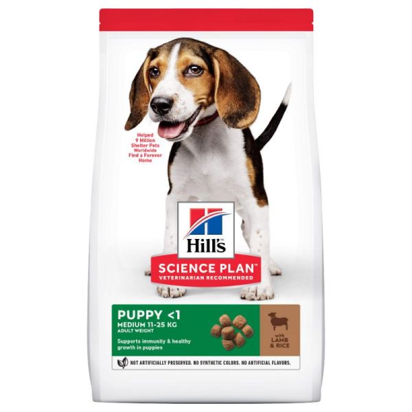 HILL'S Science Plan Puppy &lt;1 Medium breed sucha karma z ryżem i jagnięciną 14 kg