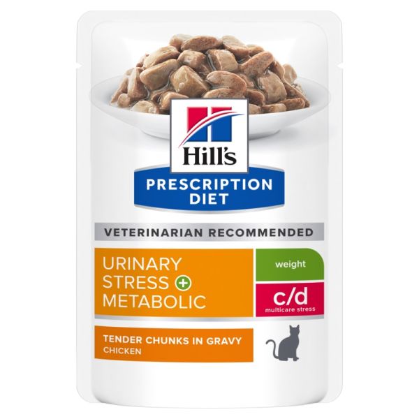 HILL'S Prescription Diet c/d Multicare Stress + Metabolic mokra karma dla kotów z kurczakiem 12x85 g w saszetkach