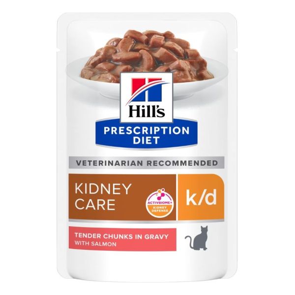 HILL'S Prescription Diet Feline k/d Kidney Care z łososiem 12x85 g w saszetkach