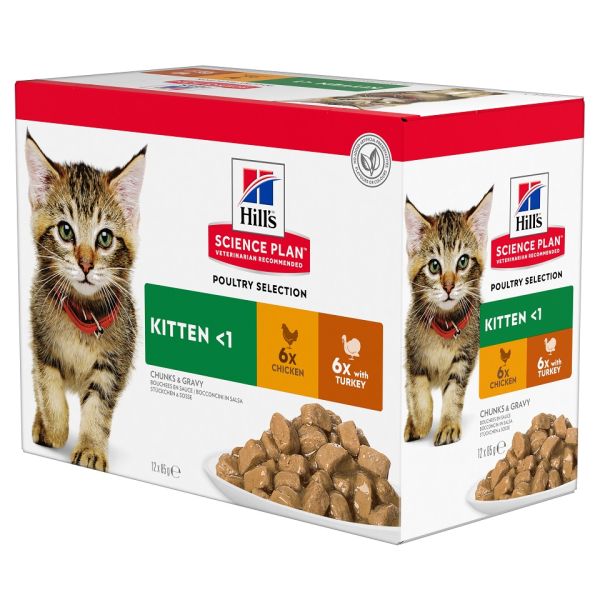 HILL'S Science Plan Feline Kitten Multipack Chicken &amp; Turkey 85 g x12 Szt.