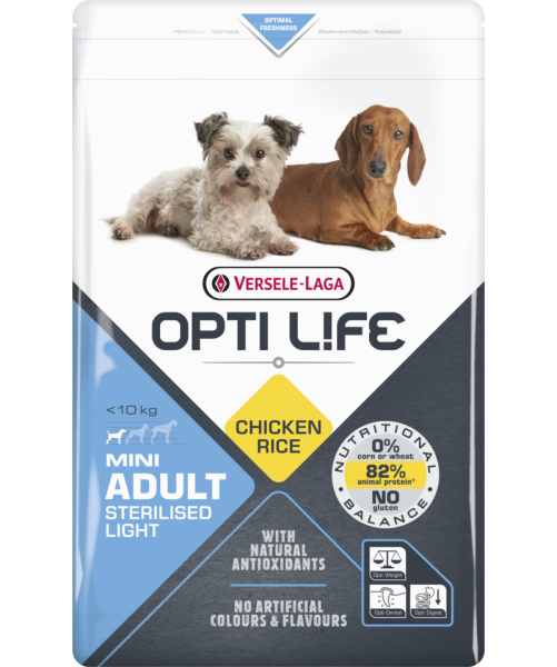 VERSELE-LAGA Opti Life Adult Light Mini dla otyłych psów ras małych 7,5 kg