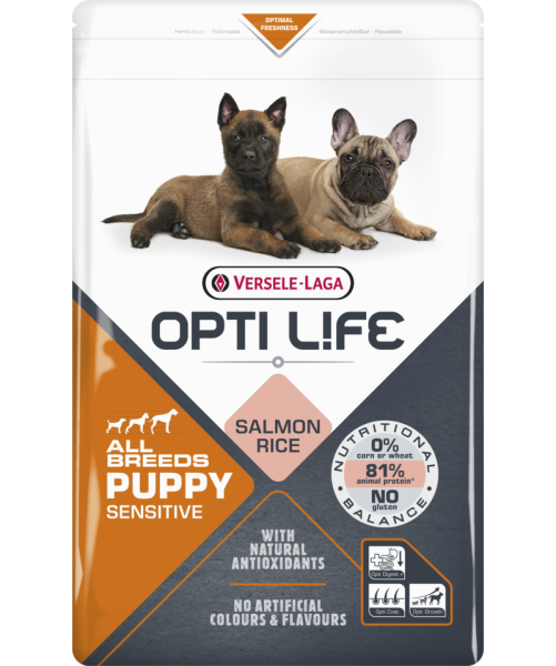 VERSELE-LAGA Opti Life Puppy Sensitive dla szczeniąt z wrażliwym układem pokarmowym Łosoś 12.5kg